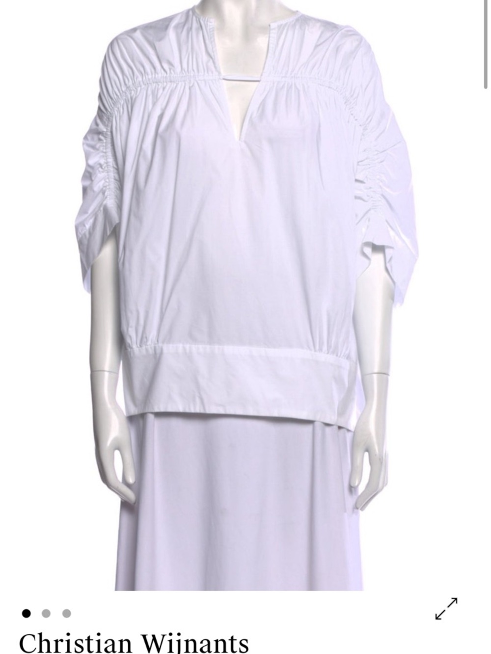 Christian Wijnants White Ruched-Sleeve Blouse